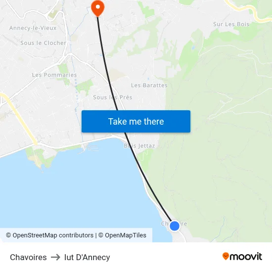 Chavoires to Iut D'Annecy map