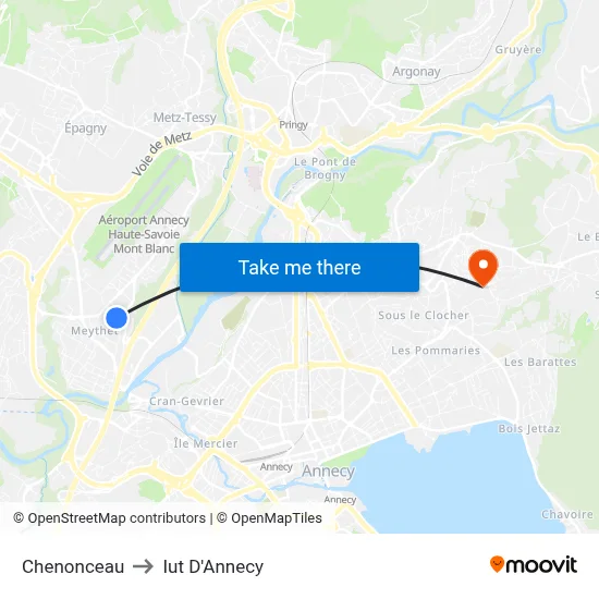 Chenonceau to Iut D'Annecy map