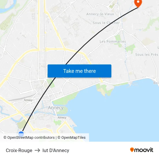 Croix-Rouge to Iut D'Annecy map