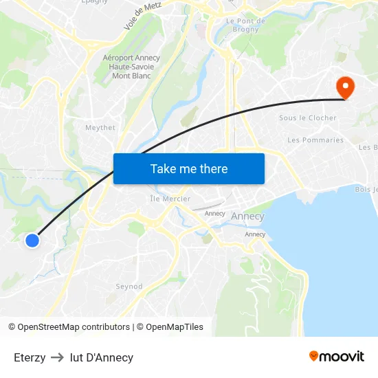 Eterzy to Iut D'Annecy map