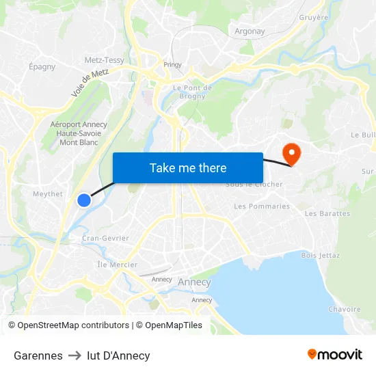 Garennes to Iut D'Annecy map