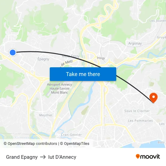 Grand Epagny to Iut D'Annecy map