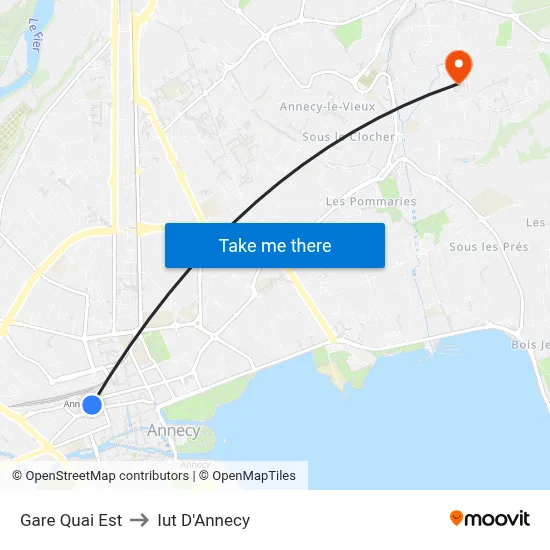 Gare Quai Est to Iut D'Annecy map