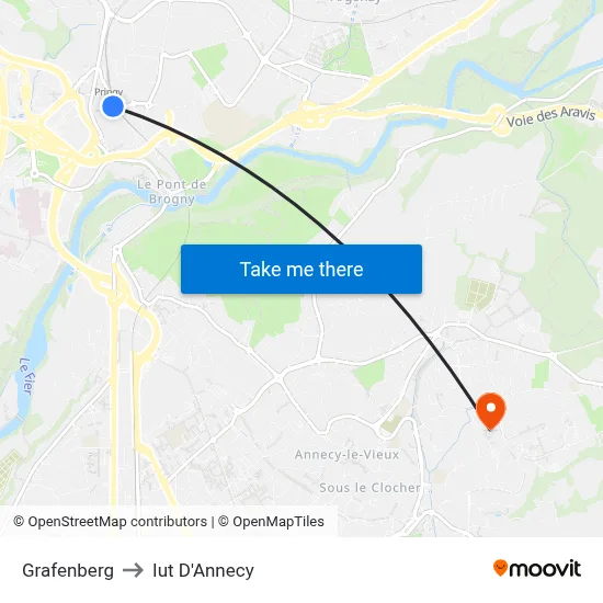 Grafenberg to Iut D'Annecy map