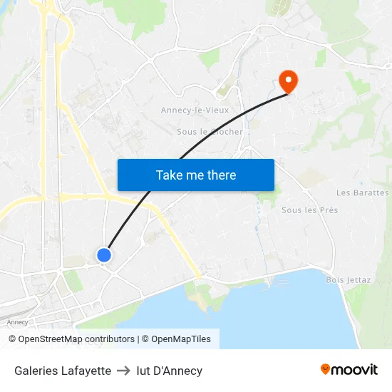 Galeries Lafayette to Iut D'Annecy map