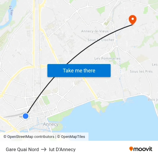 Gare Quai Nord to Iut D'Annecy map