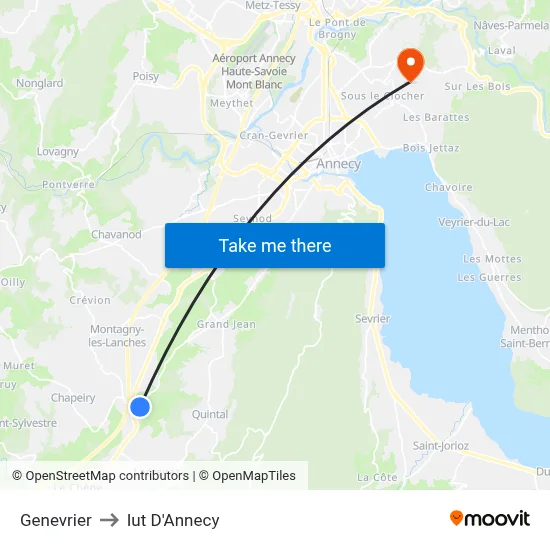 Genevrier to Iut D'Annecy map