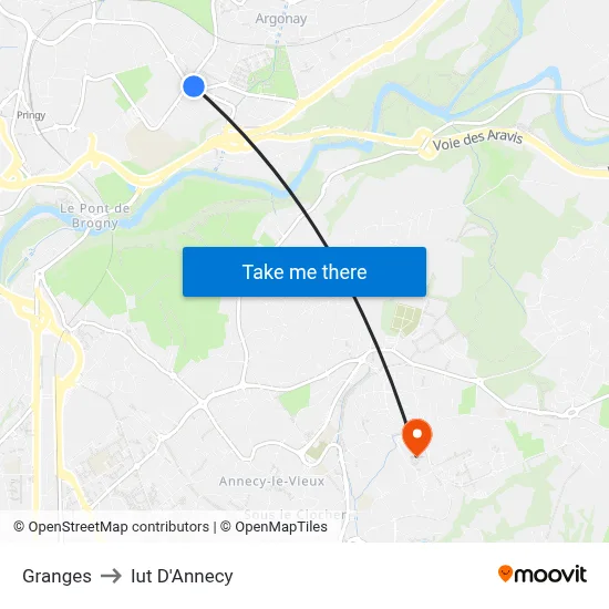 Granges to Iut D'Annecy map