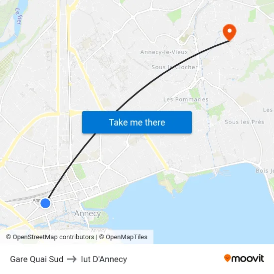 Gare Quai Sud to Iut D'Annecy map