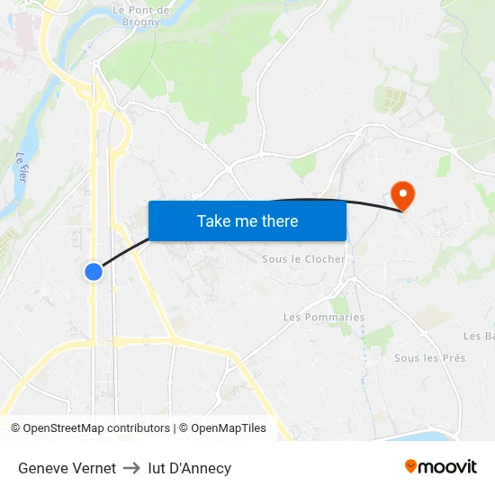 Geneve Vernet to Iut D'Annecy map