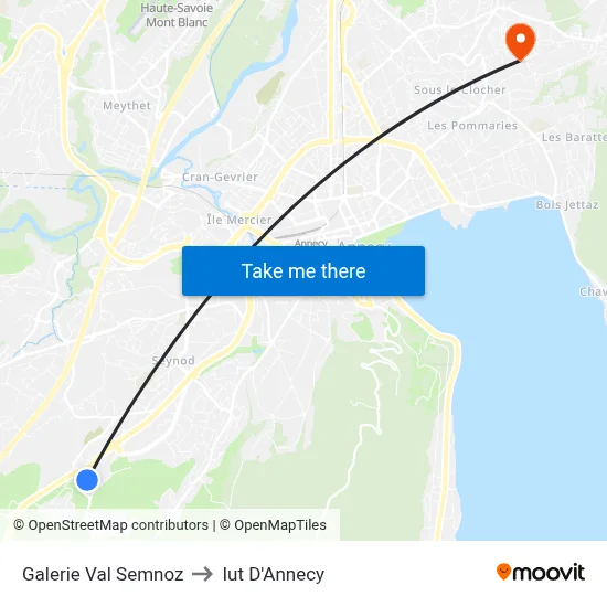 Galerie Val Semnoz to Iut D'Annecy map