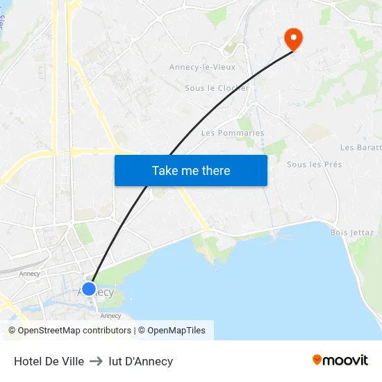 Hotel De Ville to Iut D'Annecy map