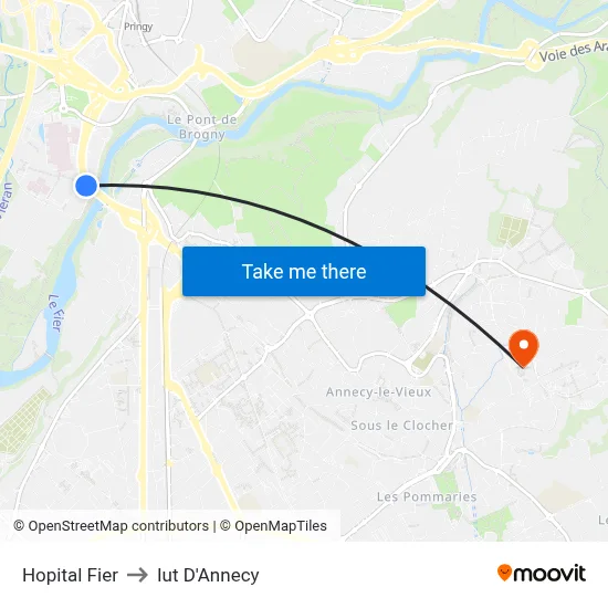 Hopital Fier to Iut D'Annecy map