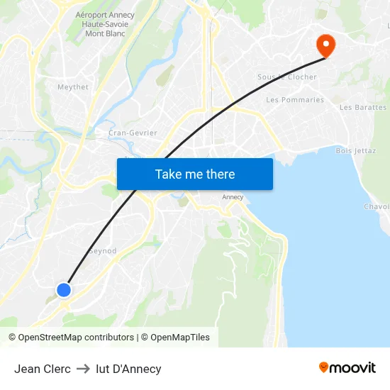 Jean Clerc to Iut D'Annecy map