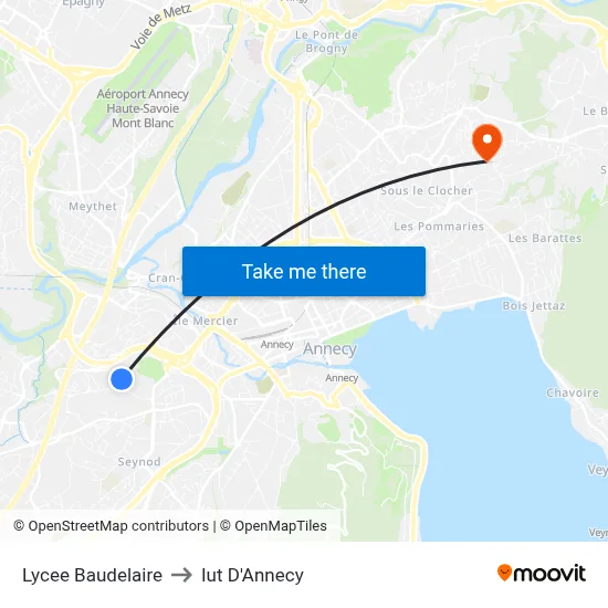 Lycee Baudelaire to Iut D'Annecy map