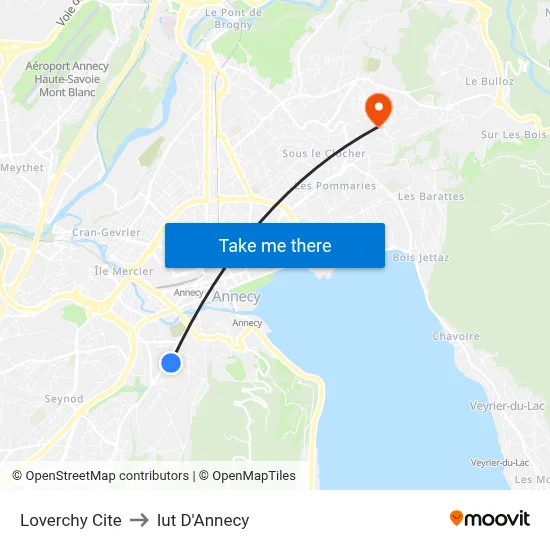 Loverchy Cite to Iut D'Annecy map