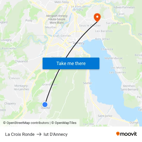 La Croix Ronde to Iut D'Annecy map