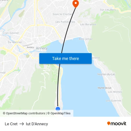 Le Cret to Iut D'Annecy map