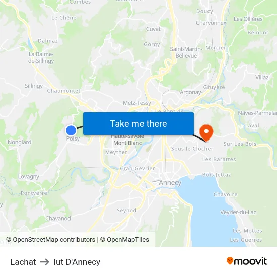 Lachat to Iut D'Annecy map