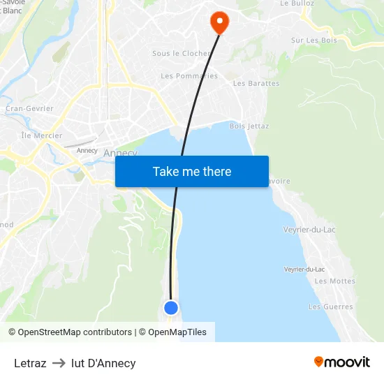 Letraz to Iut D'Annecy map