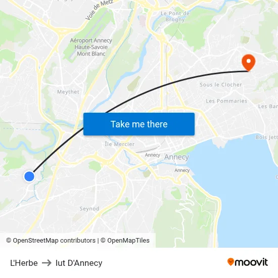 L'Herbe to Iut D'Annecy map