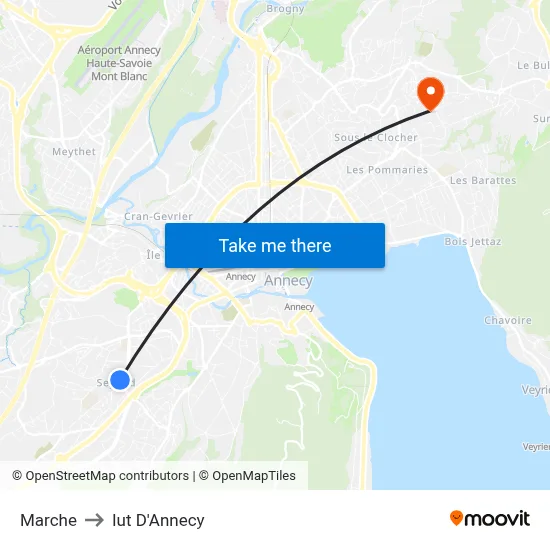Marche to Iut D'Annecy map