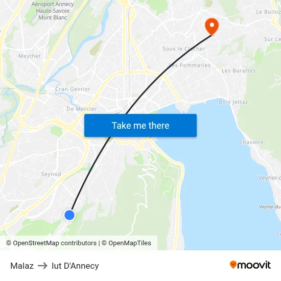 Malaz to Iut D'Annecy map