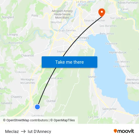 Meclaz to Iut D'Annecy map