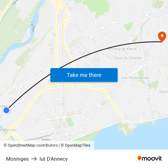 Mosinges to Iut D'Annecy map