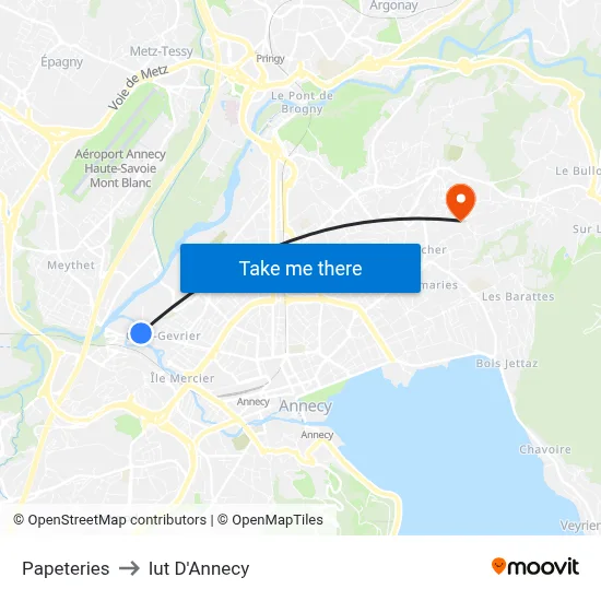 Papeteries to Iut D'Annecy map