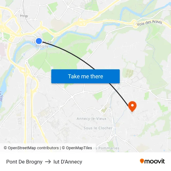 Pont De Brogny to Iut D'Annecy map