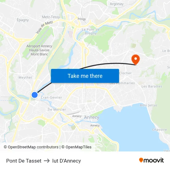 Pont De Tasset to Iut D'Annecy map