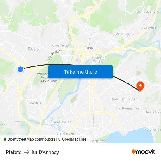 Plafete to Iut D'Annecy map