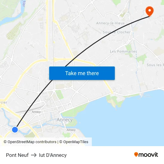 Pont Neuf to Iut D'Annecy map