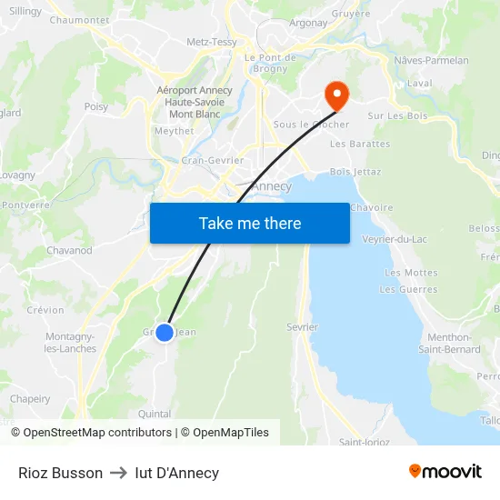 Rioz Busson to Iut D'Annecy map