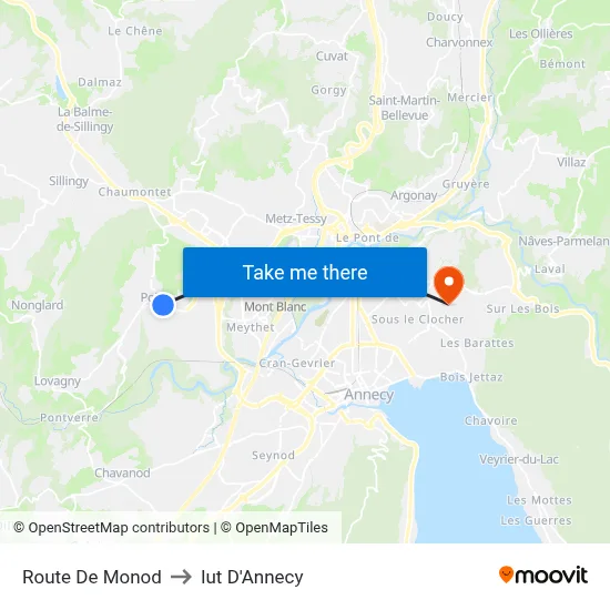 Route De Monod to Iut D'Annecy map