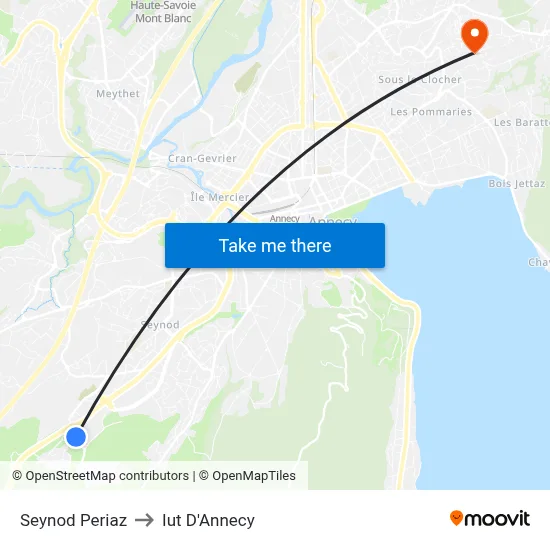 Seynod Periaz to Iut D'Annecy map