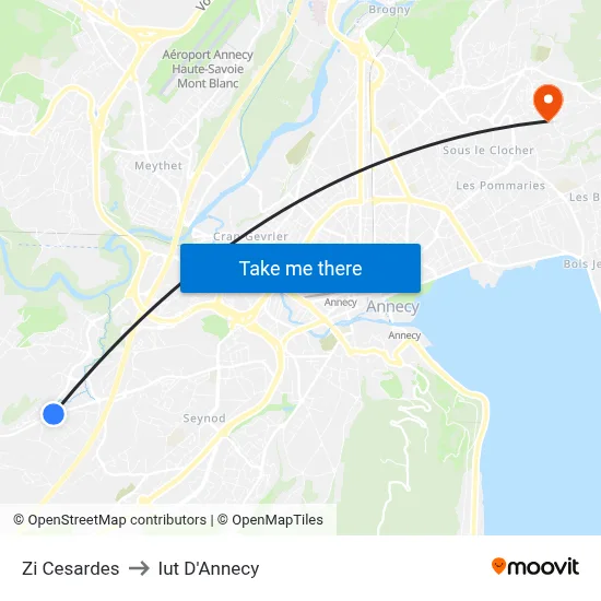 Zi Cesardes to Iut D'Annecy map