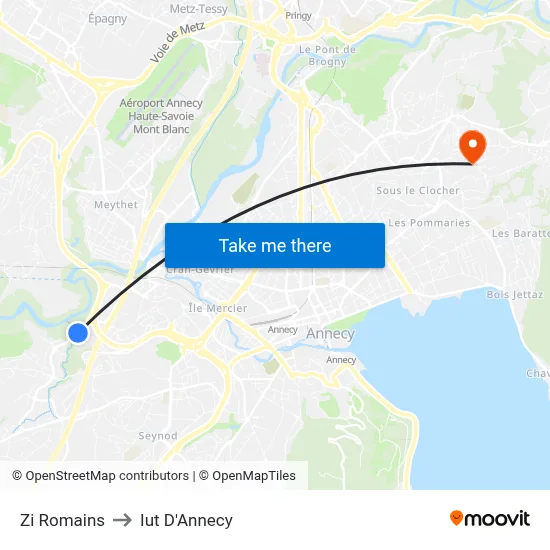 Zi Romains to Iut D'Annecy map