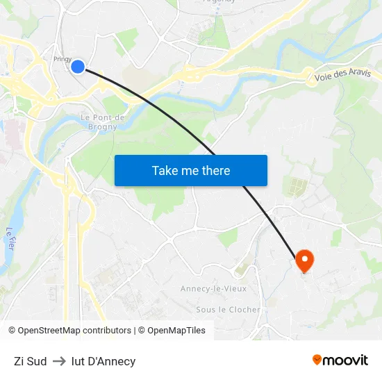 Zi Sud to Iut D'Annecy map