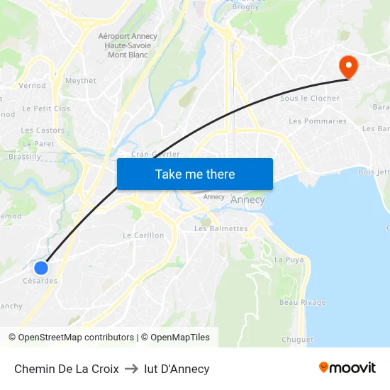 Chemin De La Croix to Iut D'Annecy map