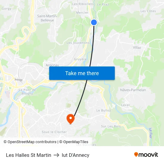 Les Halles St Martin to Iut D'Annecy map