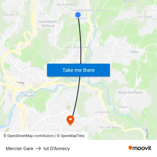 Mercier Gare to Iut D'Annecy map