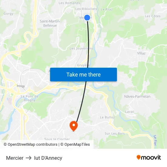 Mercier to Iut D'Annecy map