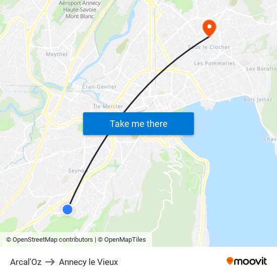 Arcal'Oz to Annecy le Vieux map