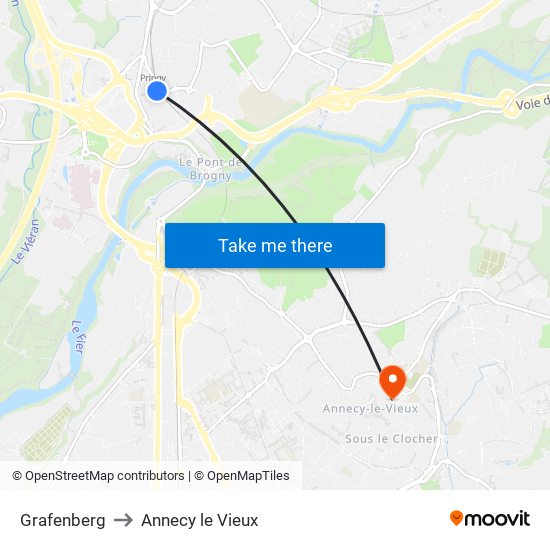 Grafenberg to Annecy le Vieux map