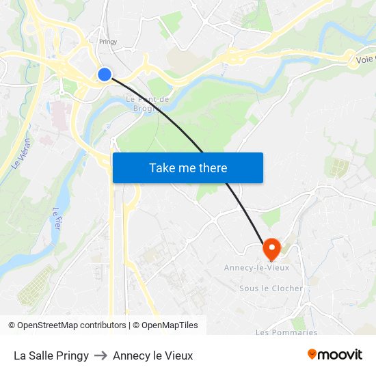 La Salle Pringy to Annecy le Vieux map