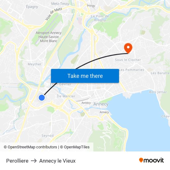 Perolliere to Annecy le Vieux map