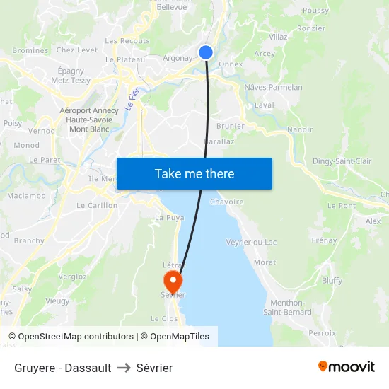 Gruyere - Dassault to Sévrier map