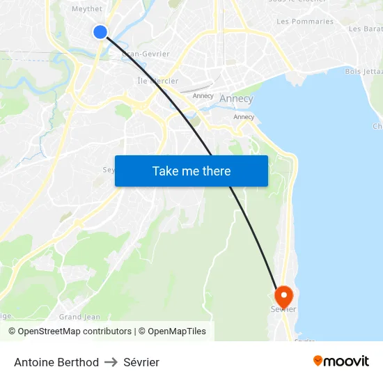 Antoine Berthod to Sévrier map